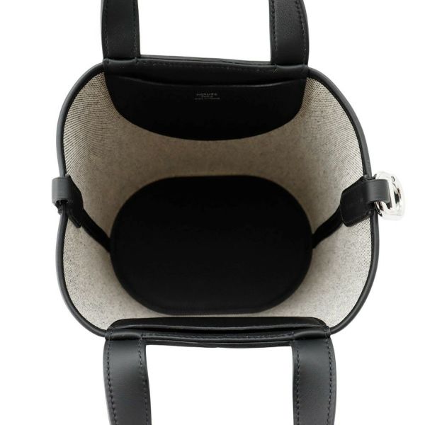 エルメス トートバッグ インザループ 18 エクリュ/ブラック/シルバー金具 トワルアッシュ/スイフト W刻印 黒