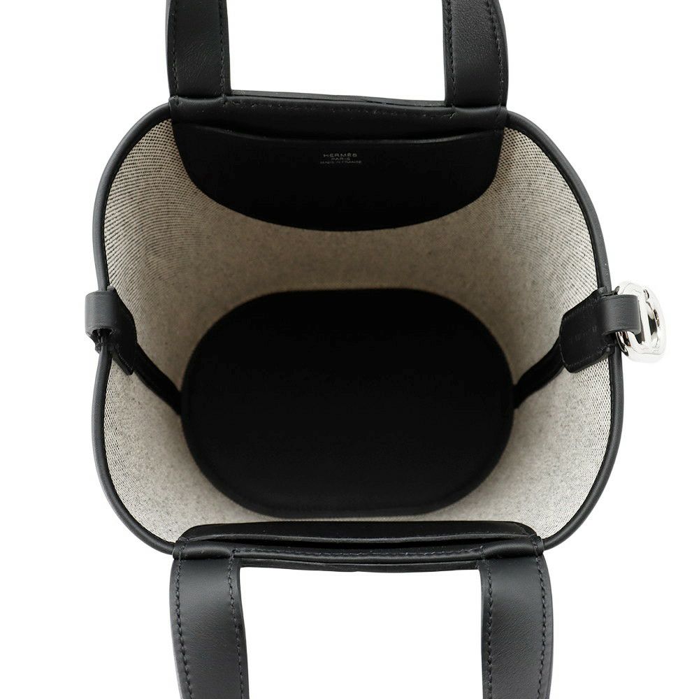 エルメス トートバッグ インザループ 18 エクリュ/ブラック/シルバー金具 トワルアッシュ/スイフト W刻印 黒