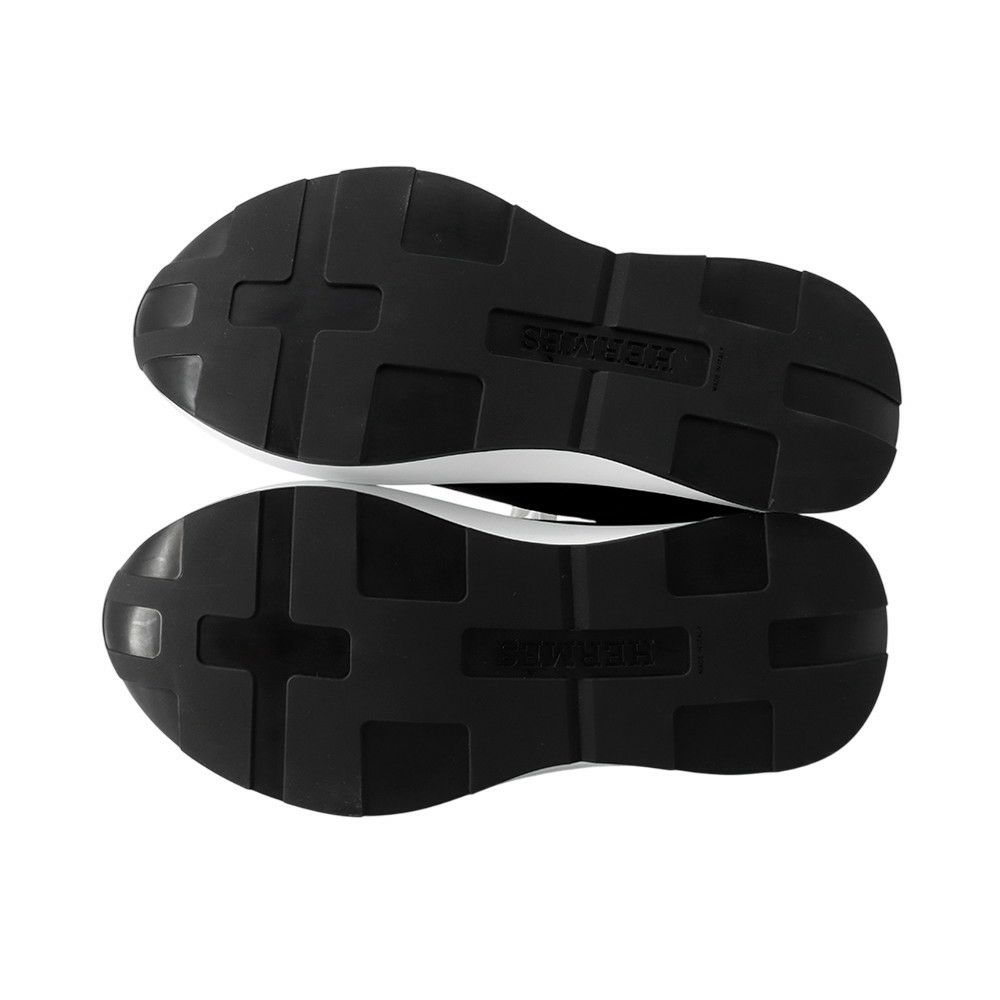 エルメス スニーカー グラム テクニカル ファブリック レザー メンズサイズ41 HERMES 靴 黒 白