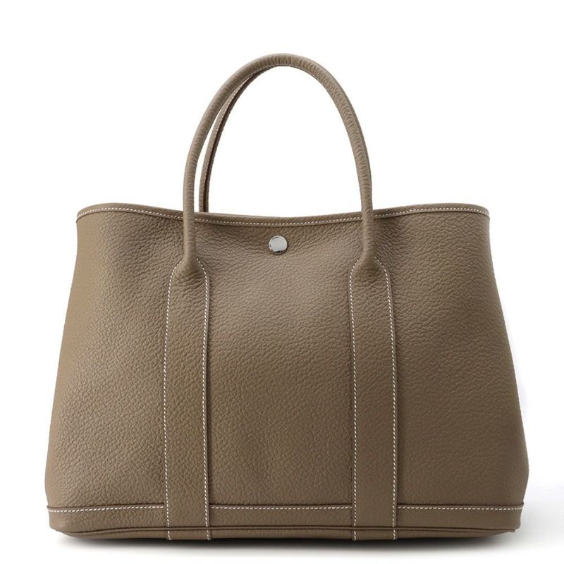 エルメス トートバッグ ガーデンパーティPM スティープル エトゥープ/カドリーベージュ/シルバー金具 カントリー Q刻印