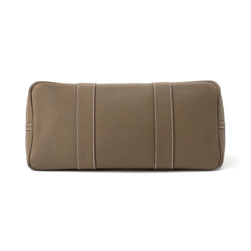 エルメス トートバッグ ガーデンパーティPM スティープル エトゥープ/カドリーベージュ/シルバー金具 カントリー Q刻印