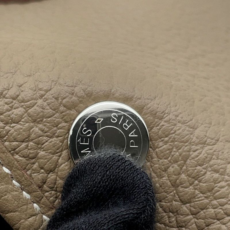 エルメス トートバッグ ガーデンパーティPM スティープル エトゥープ/カドリーベージュ/シルバー金具 カントリー Q刻印