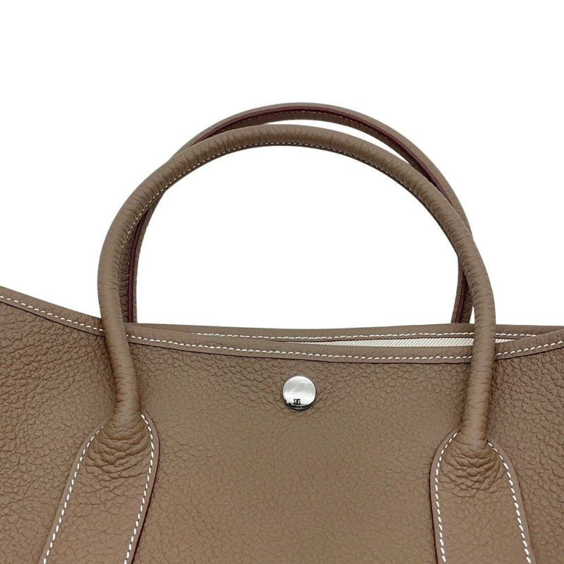 エルメス トートバッグ ガーデンパーティPM スティープル エトゥープ/カドリーベージュ/シルバー金具 カントリー Q刻印