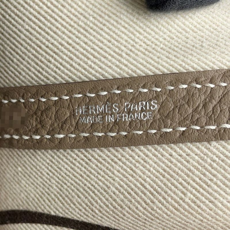 エルメス トートバッグ ガーデンパーティPM スティープル エトゥープ/カドリーベージュ/シルバー金具 カントリー Q刻印