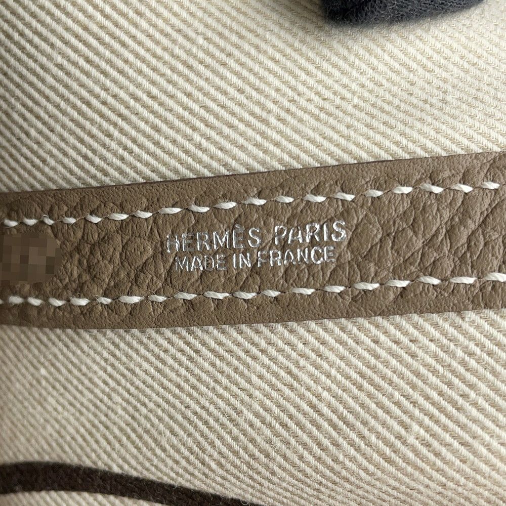 エルメス トートバッグ ガーデンパーティPM スティープル エトゥープ/カドリーベージュ/シルバー金具 カントリー Q刻印