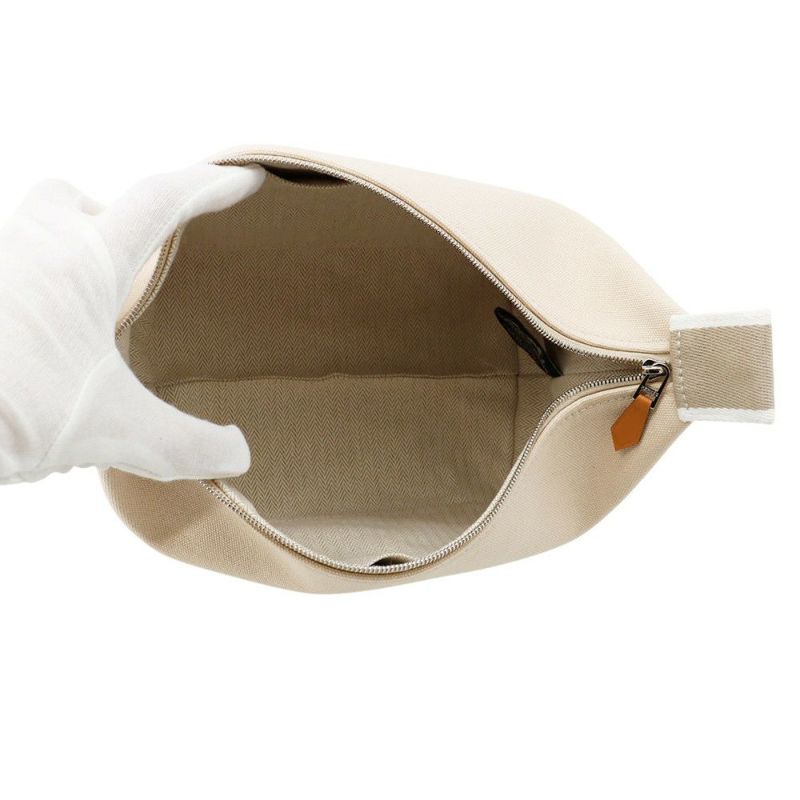 エルメス ポーチ ブリッド・ア・ブラックPM ベージュ/シルバー金具 キャンバス HERMES バッグ 小物入れ
