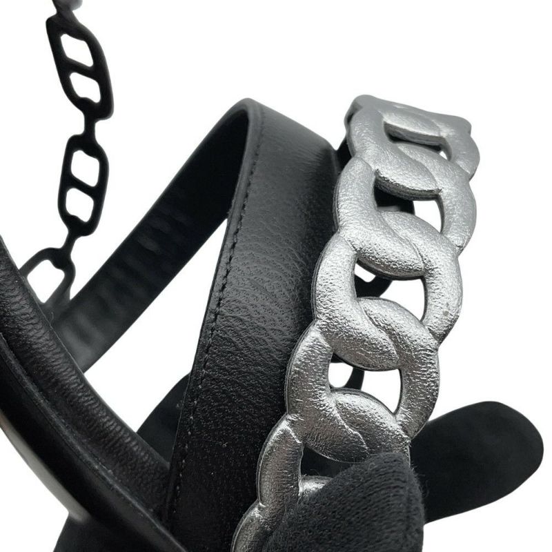 エルメス サンダル アジャッチオ レザー レディースサイズ38 HERMES 靴 黒