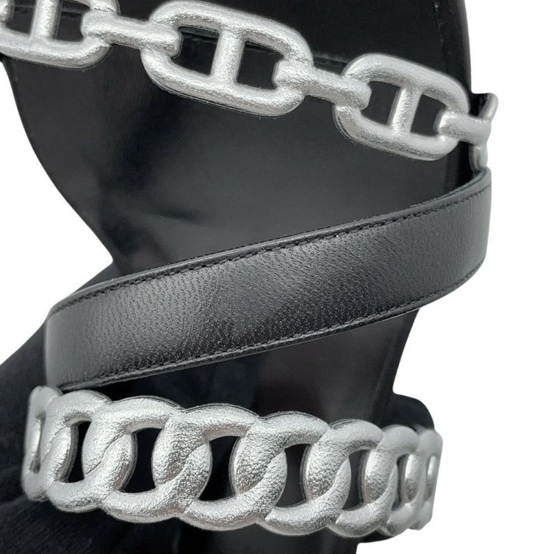 エルメス サンダル アジャッチオ レザー レディースサイズ38 HERMES 靴 黒