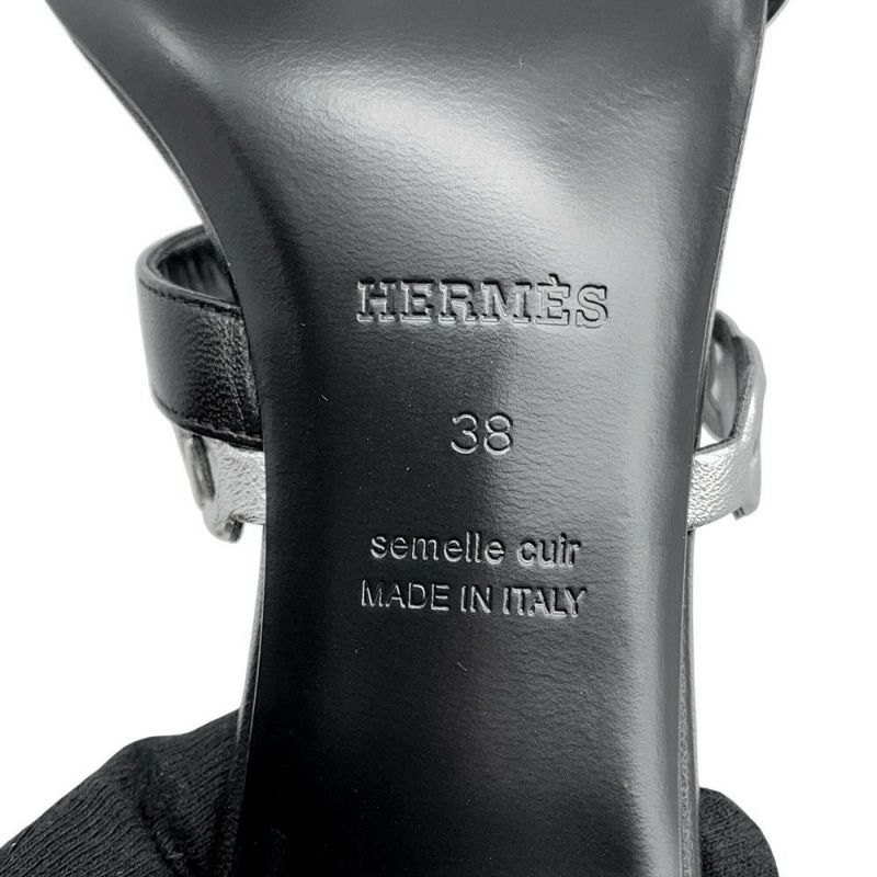 エルメス サンダル アジャッチオ レザー レディースサイズ38 HERMES 靴 黒