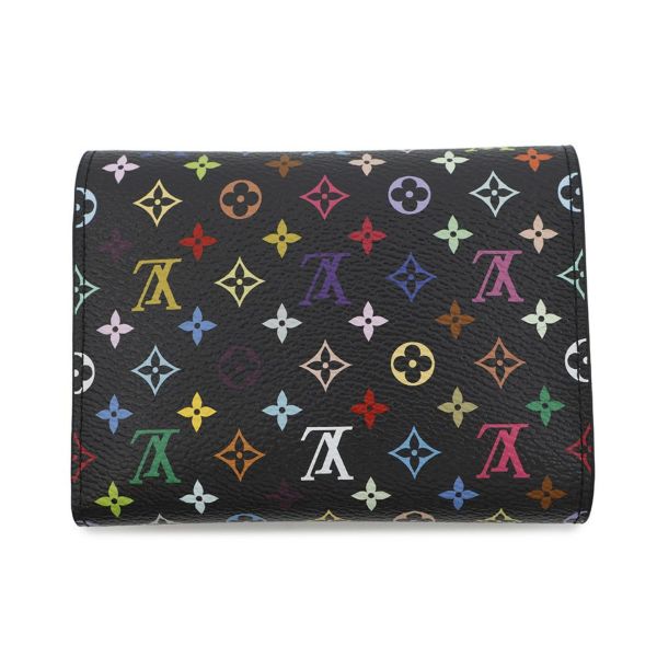 ルイヴィトン 三つ折り財布 モノグラム・マルチカラー LV × TM ポルトフォイユ・ヴィクトリーヌ M14163 村上隆 コラボ 黒 ブラック