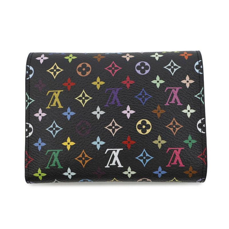 ルイヴィトン 三つ折り財布 モノグラム・マルチカラー LV × TM ポルトフォイユ・ヴィクトリーヌ M14163 村上隆 コラボ 黒 ブラック