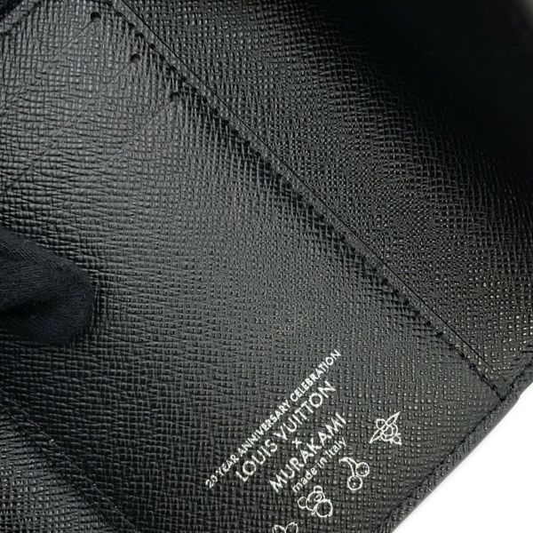 ルイヴィトン 三つ折り財布 モノグラム・マルチカラー LV × TM ポルトフォイユ・ヴィクトリーヌ M14163 村上隆 コラボ 黒 ブラック