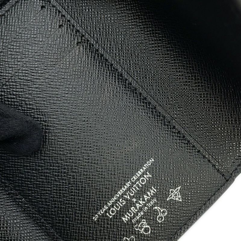 ルイヴィトン 三つ折り財布 モノグラム・マルチカラー LV × TM ポルトフォイユ・ヴィクトリーヌ M14163 村上隆 コラボ 黒 ブラック