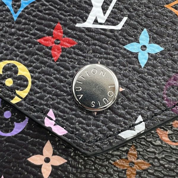 ルイヴィトン 三つ折り財布 モノグラム・マルチカラー LV × TM ポルトフォイユ・ヴィクトリーヌ M14163 村上隆 コラボ 黒 ブラック