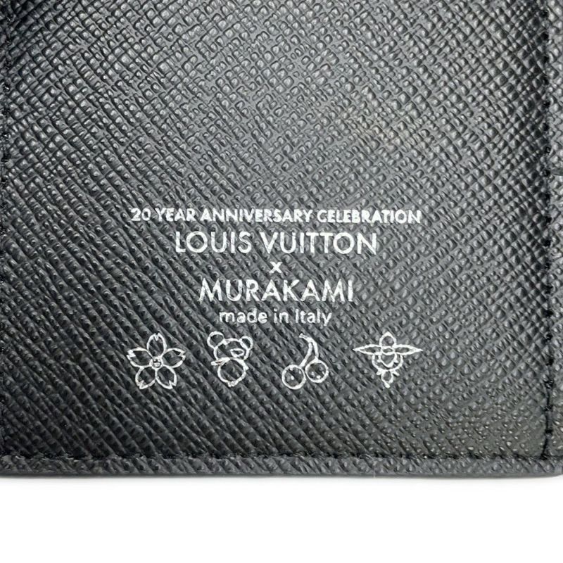 ルイヴィトン 三つ折り財布 モノグラム・マルチカラー LV × TM ポルトフォイユ・ヴィクトリーヌ M14163 村上隆 コラボ 黒 ブラック