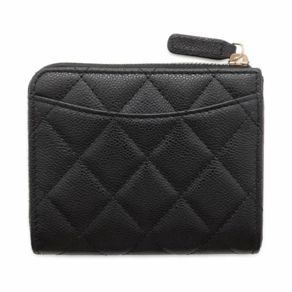 シャネル コインケース マトラッセ ココマーク キャビアスキン L字ファスナー AP3999 CHANEL 財布 カードケース 黒