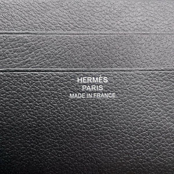 エルメス 二つ折り財布 ジップアンゴー2 シェーヌダンクル ブラック/シルバー金具 エバーグレイン B刻印 メンズ 黒