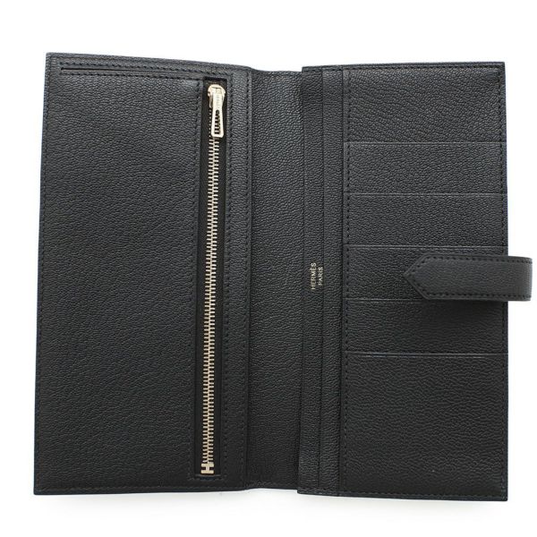 エルメス 長財布 ベアンスフレ ブラック/ゴールド金具 シェブルミゾル B刻印 財布 シェーブル 黒