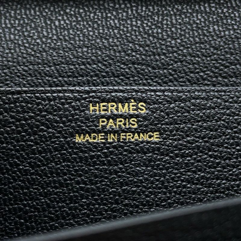 エルメス 長財布 ベアンスフレ ブラック/ゴールド金具 シェブルミゾル B刻印 財布 シェーブル 黒