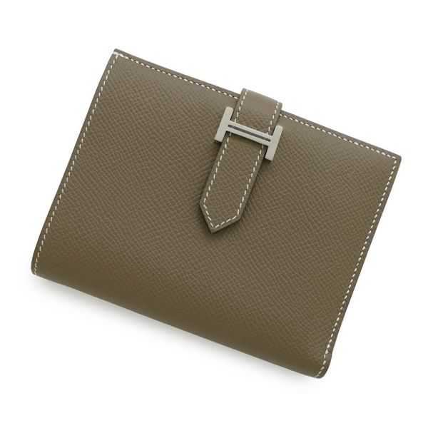 エルメス 二つ折り財布 ベアンコンパクト エトゥープ/シルバー金具 エプソン B刻印 HERMES 財布