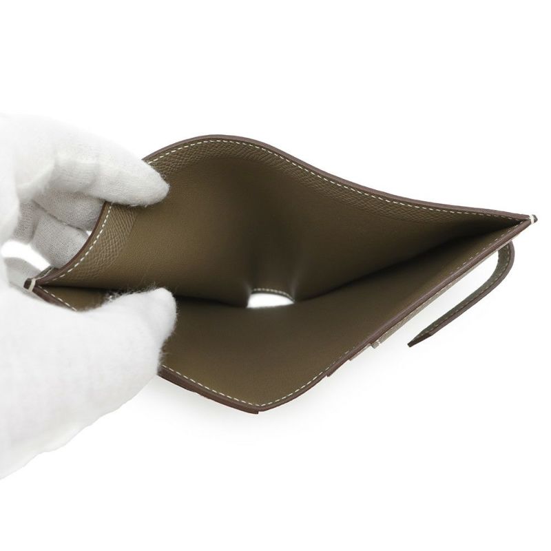 エルメス 二つ折り財布 ベアンコンパクト エトゥープ/シルバー金具 エプソン B刻印 HERMES 財布