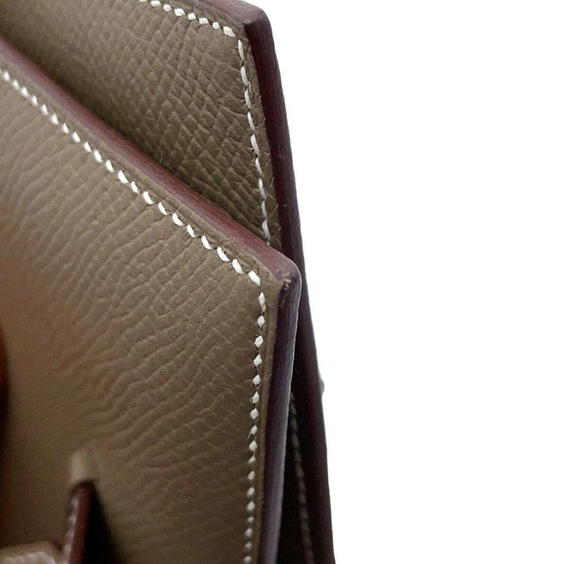 エルメス 二つ折り財布 ベアンコンパクト エトゥープ/シルバー金具 エプソン B刻印 HERMES 財布