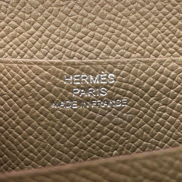 エルメス 二つ折り財布 ベアンコンパクト エトゥープ/シルバー金具 エプソン B刻印 HERMES 財布