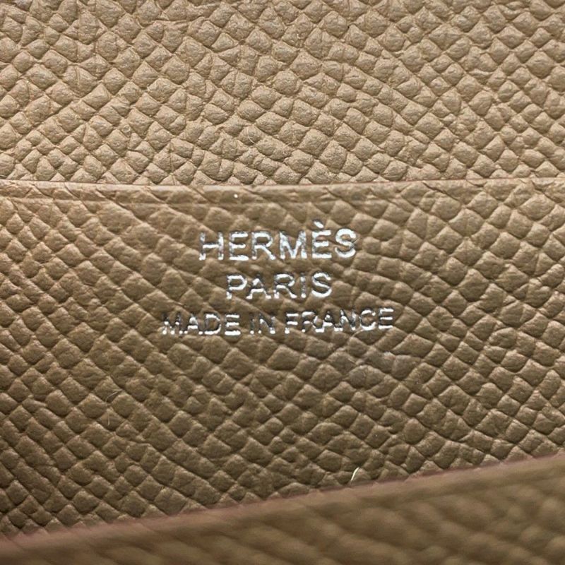 エルメス 二つ折り財布 ベアンコンパクト エトゥープ/シルバー金具 エプソン B刻印 HERMES 財布