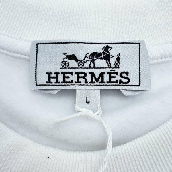 エルメス スウェット ラウンドネック ボワット・シュルプリーズ コットン メンズサイズL HERMES 白