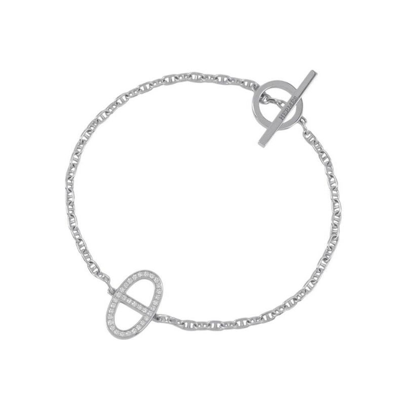 エルメス ブレスレット シェーヌ ダンクル コントゥール ダイヤモンド 33P 0.16ct K18WG サイズLG HERMES