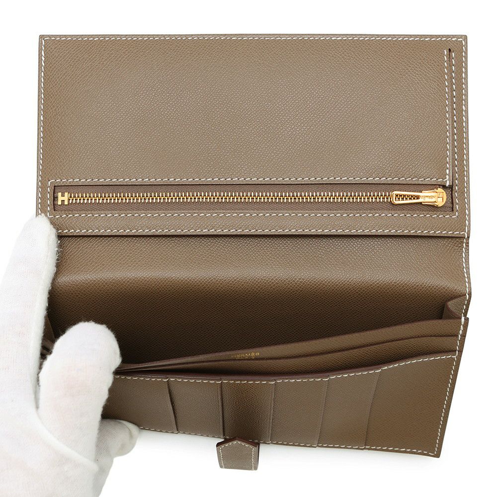 エルメス 長財布 ベアンスフレ エトゥープ/ゴールド金具 ヴォーマダム K刻印 HERMES 財布