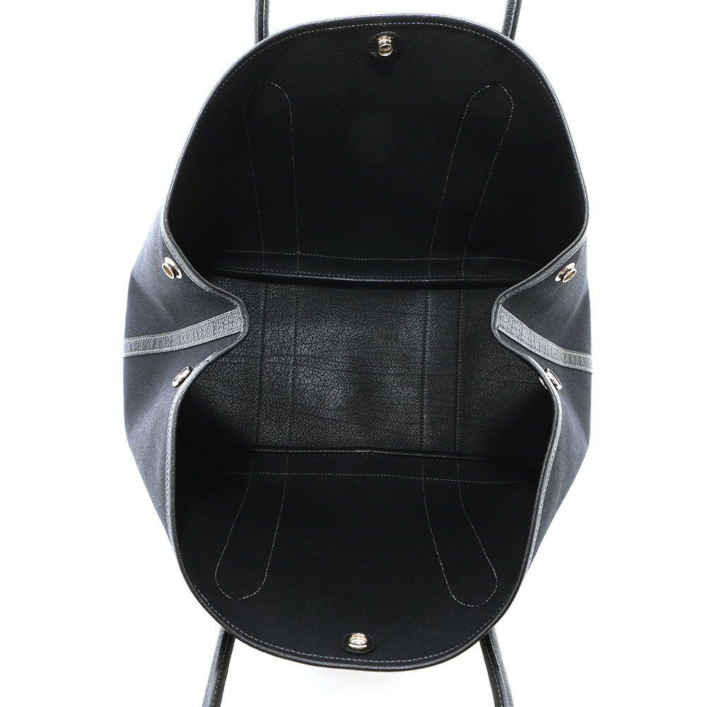 エルメス トートバッグ ガーデンパーティPM ブラック/シルバー金具 トワルオフィシエ/ブッフルスキッパー □H刻印 黒