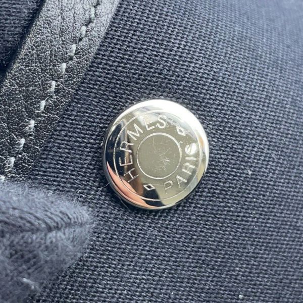 エルメス トートバッグ ガーデンパーティPM ブラック/シルバー金具 トワルオフィシエ/ブッフルスキッパー □H刻印 黒