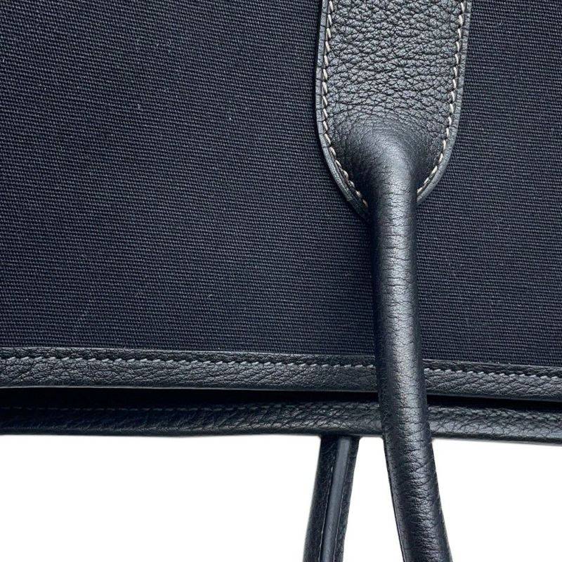 エルメス トートバッグ ガーデンパーティPM ブラック/シルバー金具 トワルオフィシエ/ブッフルスキッパー □H刻印 黒