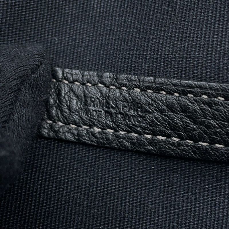 エルメス トートバッグ ガーデンパーティPM ブラック/シルバー金具 トワルオフィシエ/ブッフルスキッパー □H刻印 黒