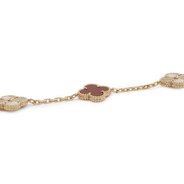 ヴァンクリーフ＆アーペル ブレスレット ヴィンテージ アルハンブラ ブレスレット 5モチーフ カーネリアン ギヨシェ K18PG VCARP7RP00