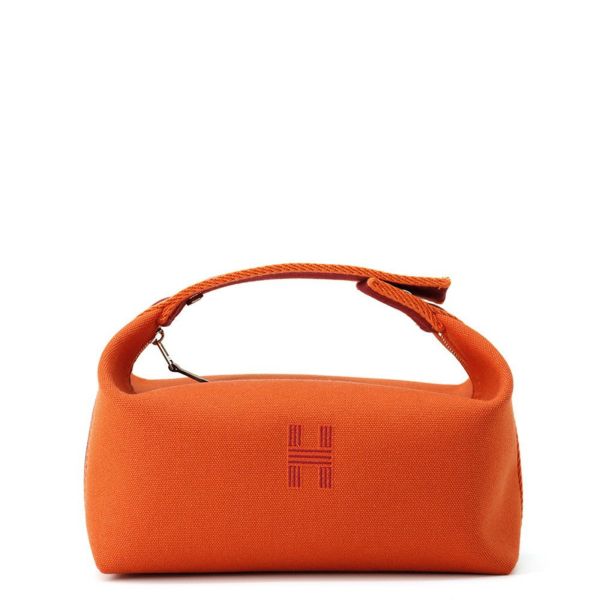 エルメス ポーチ ブリッド・ア・ブラックPM フー/ボルドー/シルバー金具 キャンバス