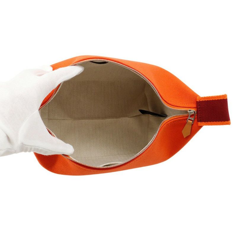 エルメス ポーチ ブリッド・ア・ブラックPM フー/ボルドー/シルバー金具 キャンバス