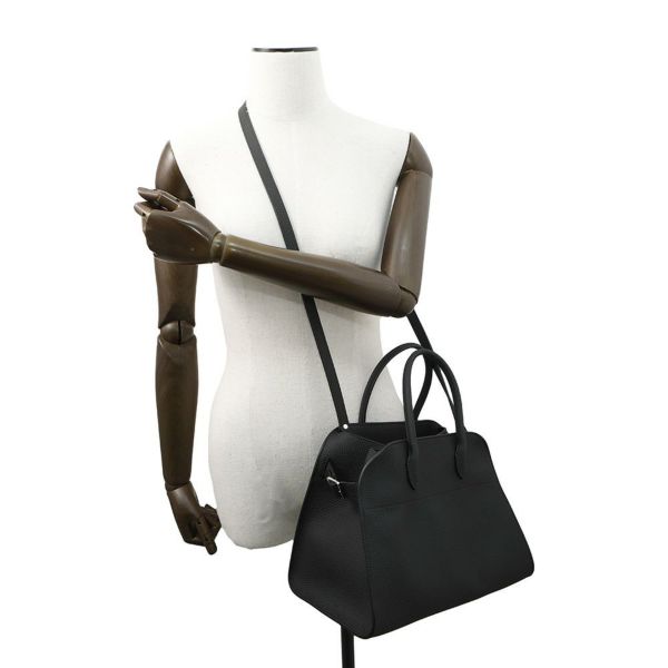 ザ ロウ ハンドバッグ ソフトマルゴー12 レザー W1586 THE ROW バッグ 2wayショルダーバッグ 黒