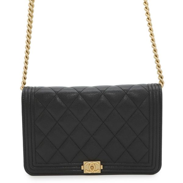 シャネル チェーンウォレット ボーイシャネル マトラッセ ココマーク キャビアスキン AP1117 CHANEL 財布 黒