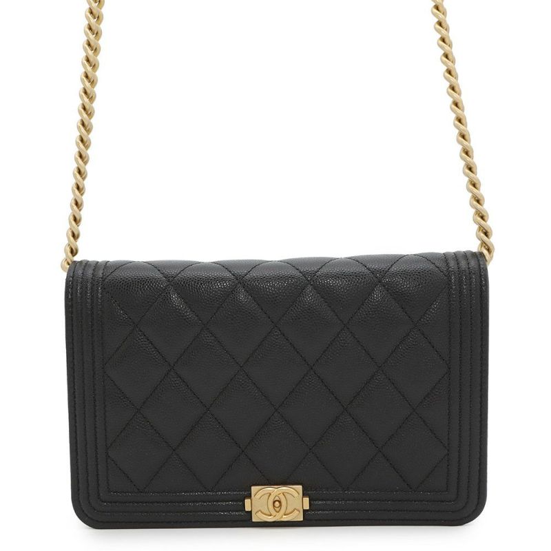 シャネル チェーンウォレット ボーイシャネル マトラッセ ココマーク キャビアスキン AP1117 CHANEL 財布 黒