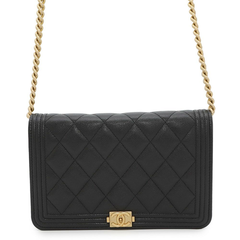 シャネル チェーンウォレット ボーイシャネル マトラッセ ココマーク キャビアスキン AP1117 CHANEL 財布 黒