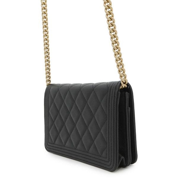 シャネル チェーンウォレット ボーイシャネル マトラッセ ココマーク キャビアスキン AP1117 CHANEL 財布 黒