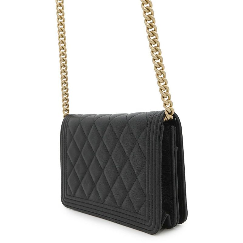シャネル チェーンウォレット ボーイシャネル マトラッセ ココマーク キャビアスキン AP1117 CHANEL 財布 黒