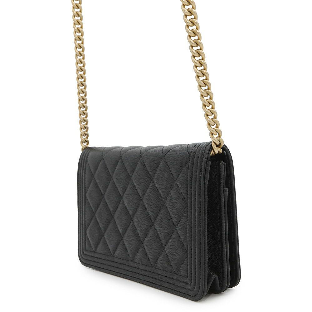 シャネル チェーンウォレット ボーイシャネル マトラッセ ココマーク キャビアスキン AP1117 CHANEL 財布 黒