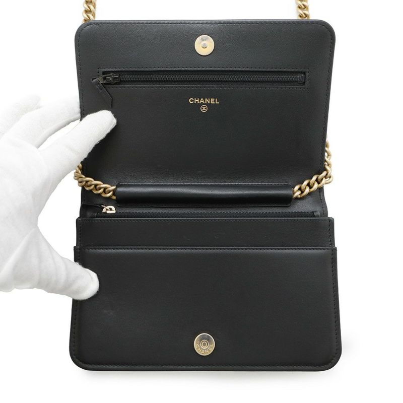 シャネル チェーンウォレット ボーイシャネル マトラッセ ココマーク キャビアスキン AP1117 CHANEL 財布 黒