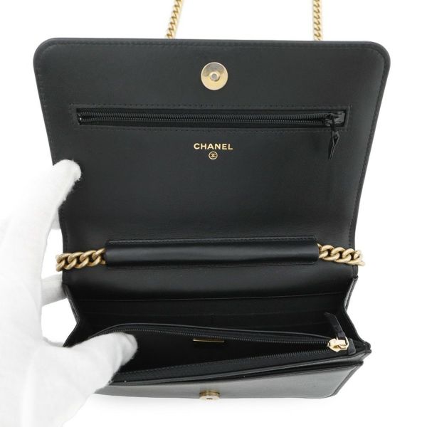 シャネル チェーンウォレット ボーイシャネル マトラッセ ココマーク キャビアスキン AP1117 CHANEL 財布 黒