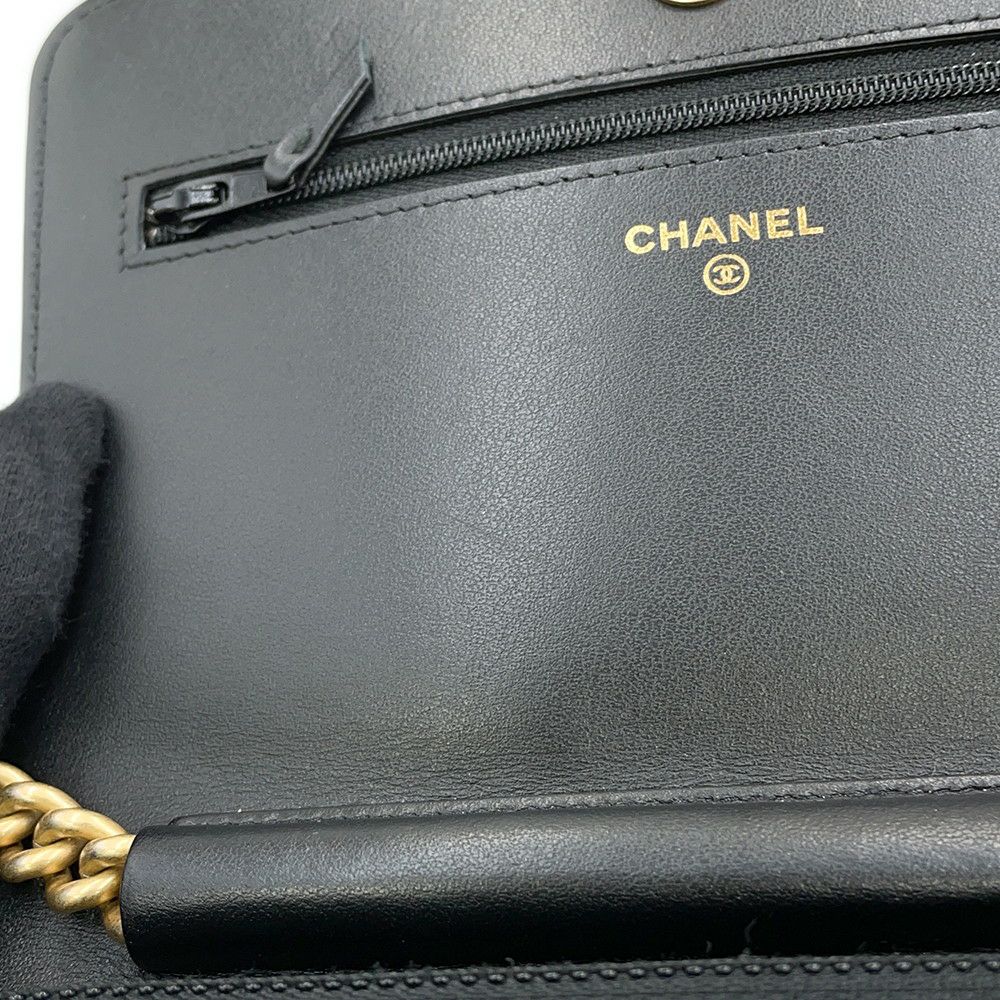 シャネル チェーンウォレット ボーイシャネル マトラッセ ココマーク キャビアスキン AP1117 CHANEL 財布 黒
