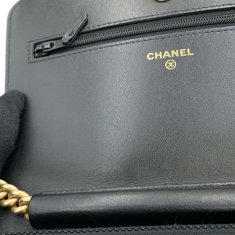 シャネル チェーンウォレット ボーイシャネル マトラッセ ココマーク キャビアスキン AP1117 CHANEL 財布 黒
