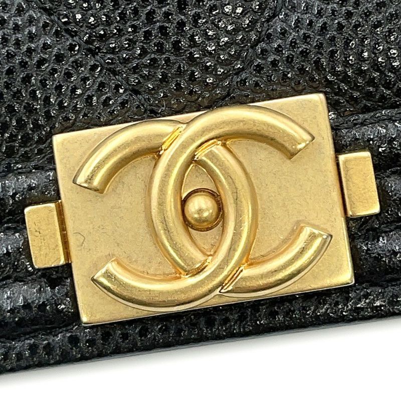 シャネル チェーンウォレット ボーイシャネル マトラッセ ココマーク キャビアスキン AP1117 CHANEL 財布 黒